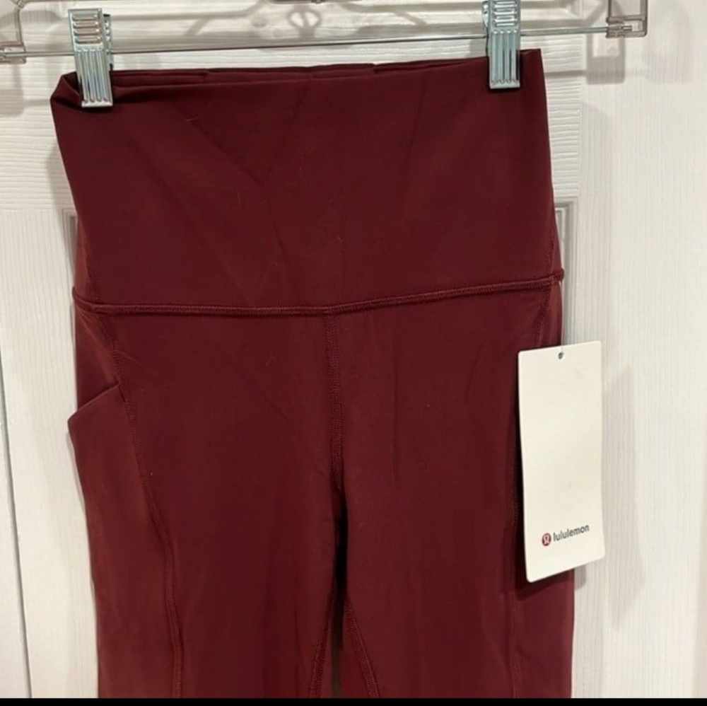 Lululemon Align HR Pant 25" Pockets Red Merlot Nulu Leggings LW5DCES Size 4